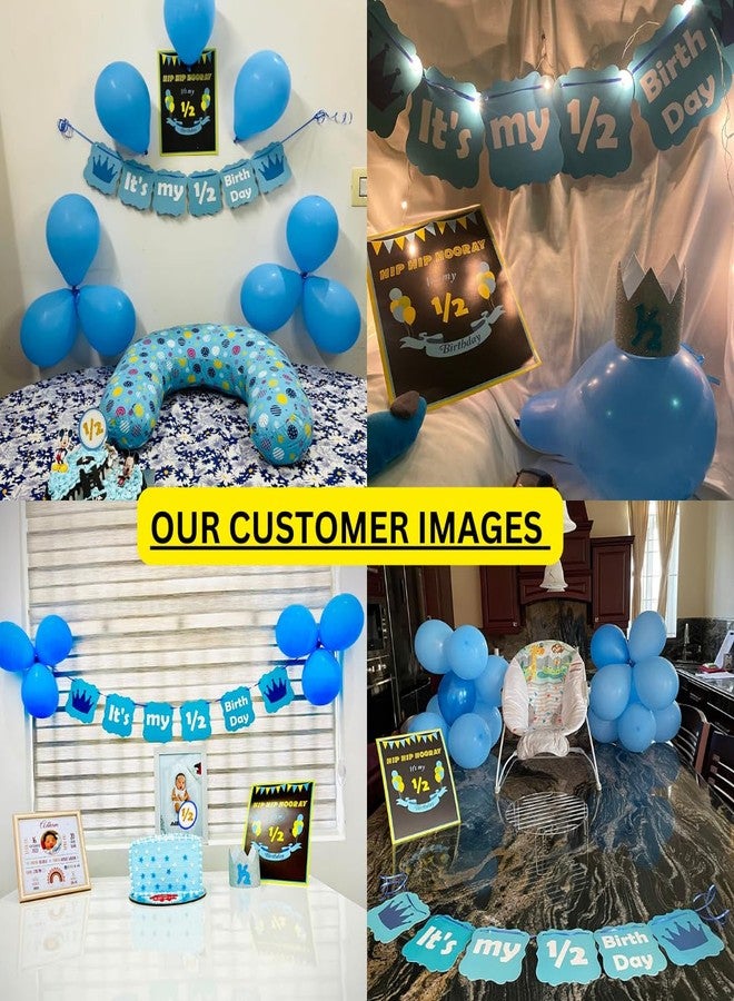 Untumble Half Birthday Decorations for Baby boy in Blue, Boy Six Month Photo Shoot Pack, 6 Month Party kit with Rubber Balloons, 1/2 Decor for boy Baby - Image 5